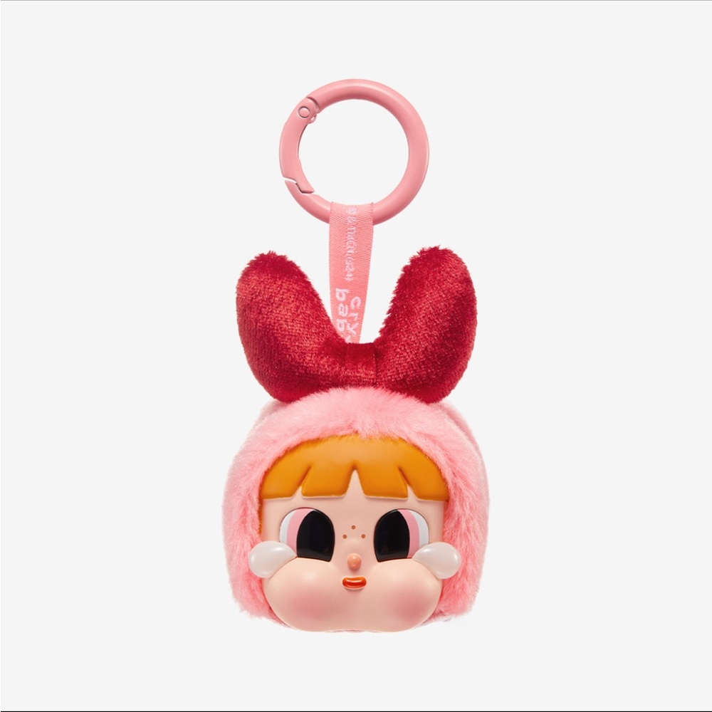 Pink and Red Stuffed Animal Keychain with Bow